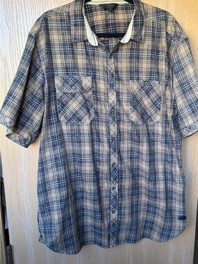 Men's Outpost Makers Black and Tan  Plaid Short-Sleeve Shirt XXL